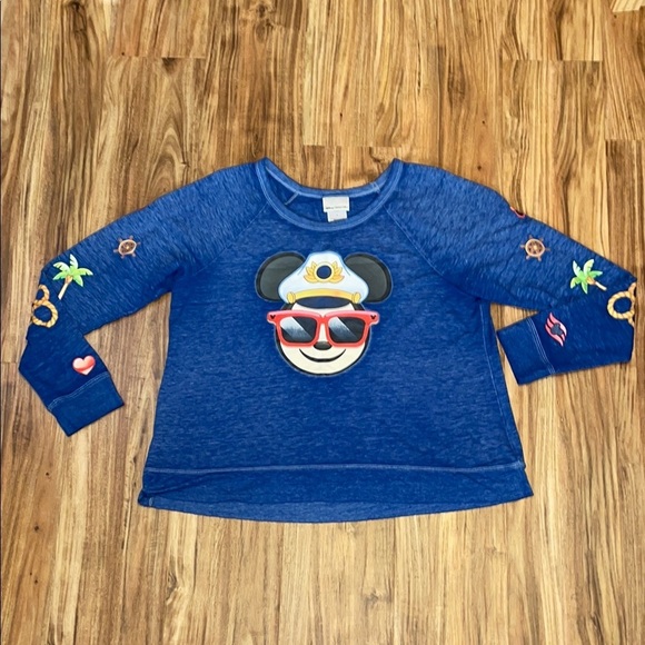 Disney cruise line women’s large sweatshirt long sleeve Blue Mickey graphic - Picture 1 of 8